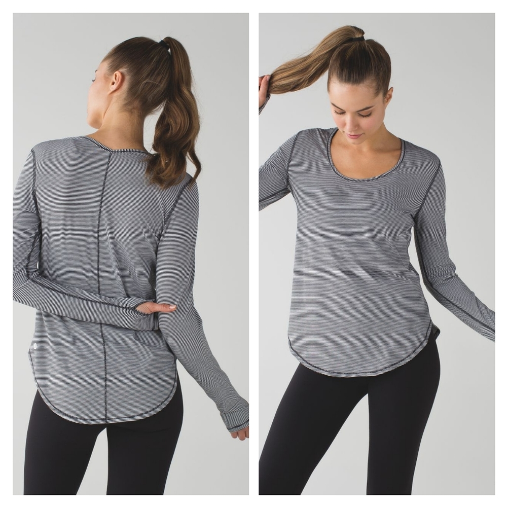 Lululemon Yogini 5 Year Long Sleeve TeeTonka Stripe Black White